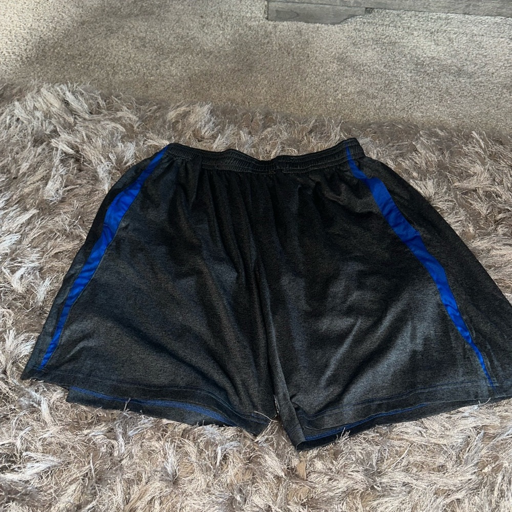 Black and Blue Athletic Shorts with Elastic Waistband